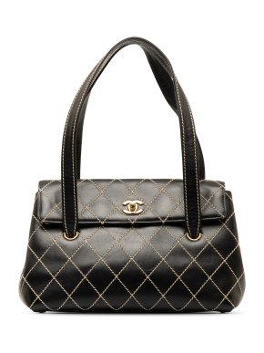 Chanel Black CC Wild Stitch Lambskin Shoulder Bag