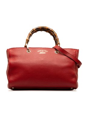 Gucci Red Medium Bamboo Shopper Tote