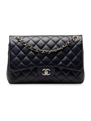 Chanel Midnight Blue  Caviar Leather Jumbo Double Flap Bag