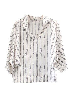 Max Mara White Chain Print Silk Blouse