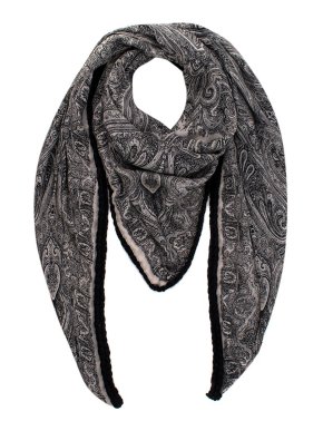 Etro Black Paisley Wool & Silk Triangle Scarf