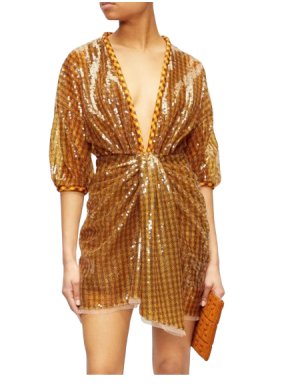 Fendi Sequinned Plunge-Neck Mini Dress