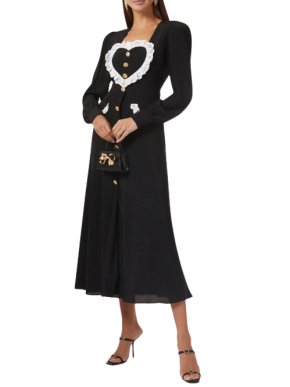 Alessandra Rich Scalloped Lace-trimmed Silk Midi Dress