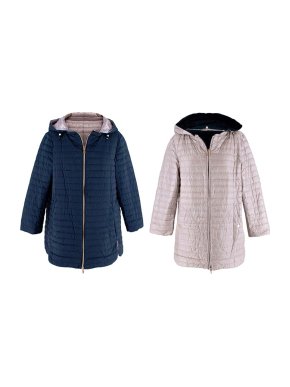 Herno Pearl & Navy Reversible Hooded Quilted Puffer Jacket