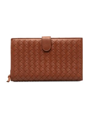 Bottega Veneta Tan Intrecciato Leather Long Wallet
