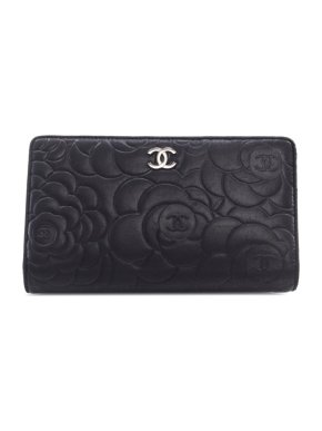 Chanel Black CC Camellia Bifold Wallet