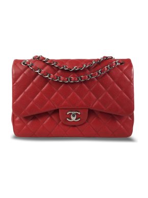 Chanel Red Caviar Leather Jumbo Double Flap Bag