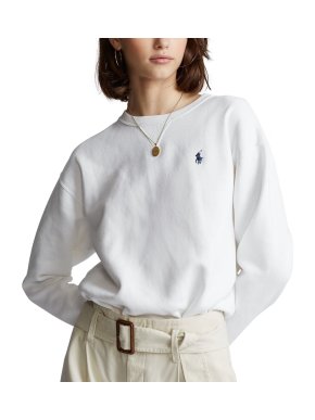 Polo Ralph Lauren White Fleece Crew Sweater