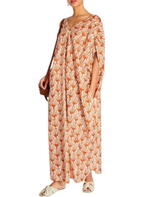 La Double J Cotton & Silk Printed Ventaglio Swing Dress