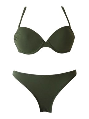 Heidi Klein Green Essential Push Up Bikini