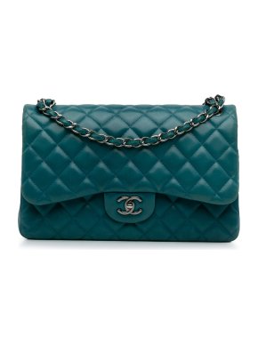 Chanel Turquoise Lambskin Jumbo Double Flap Bag