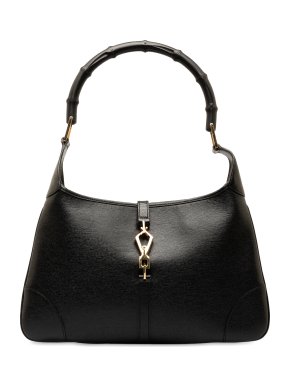 Gucci Black Vintage Leather Bamboo Jackie