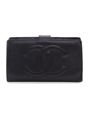 Chanel Black CC Caviar  Long Wallet