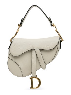 Dior Cream Mini Leather Saddle Bag