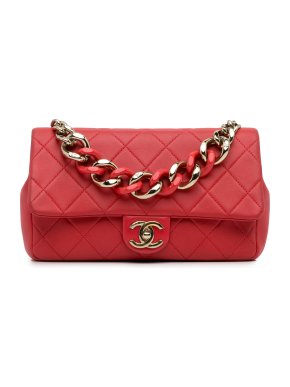 Chanel Red Small Lambskin Elegant Chain Single Flap Bag