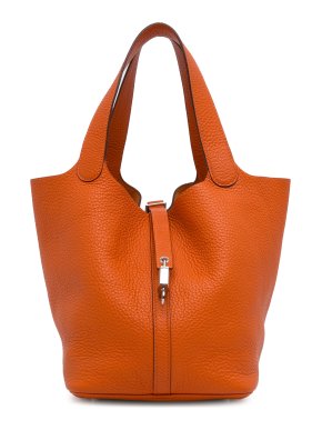 Hermes Picotin Lock 22 in Orange Clemence Leather with Palladium Hardware