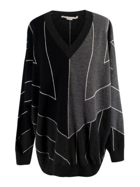 Stella McCartney Grey-Striped Wool Jumper