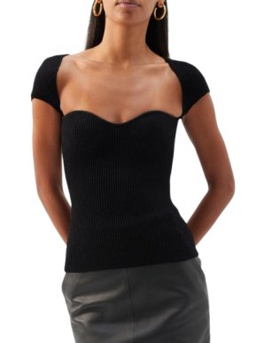 Khaite Black Ribbed Ista Top
