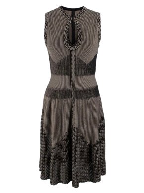 Alaia Metallic Jacquard Knit Skater Dress 1