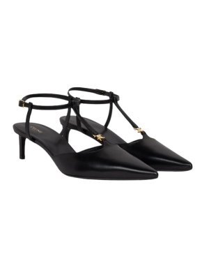 Celine Black Kitten Heel Strappy Triomphe Sandals