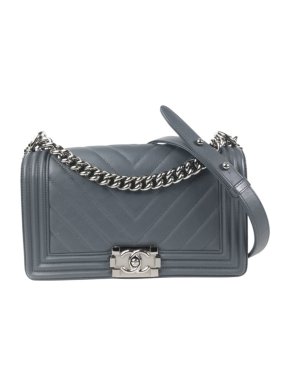 Chanel Grey Chevron Medium Lambskin  Boy Bag