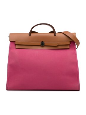 Hermes Pink Toile Herbag Zip 39