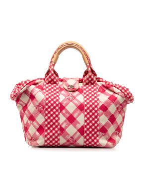 Chanel Pink Gingham Canvas  Tote