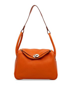 Hermes Orange Clemence Lindy 26 Bag PHW