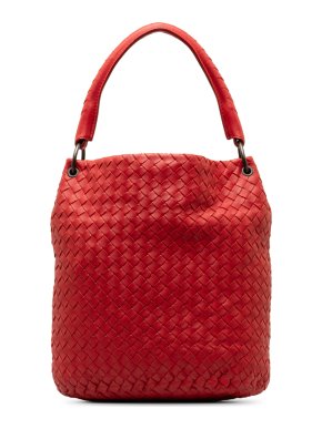 Bottega Veneta Red Intrecciato Leather Bucket Bag