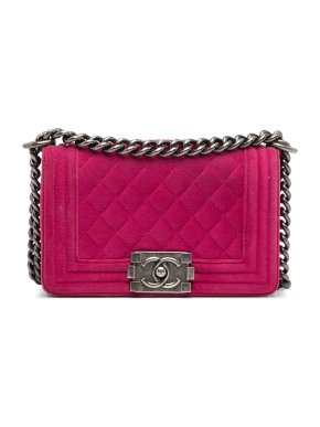 Chanel Pink Velvet Small Boy Bag