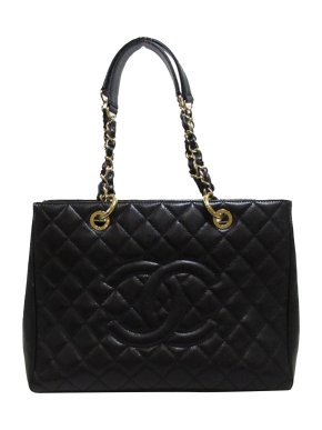 Chanel Black Caviar Leather Grand Shopping Tote Bag