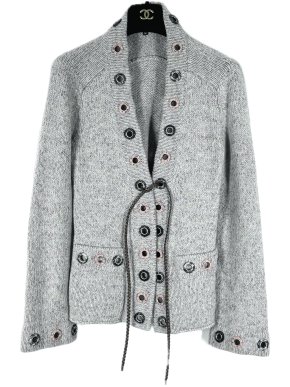 Chanel Grey Cashmere Ad Campaign Charm Belt Jacket