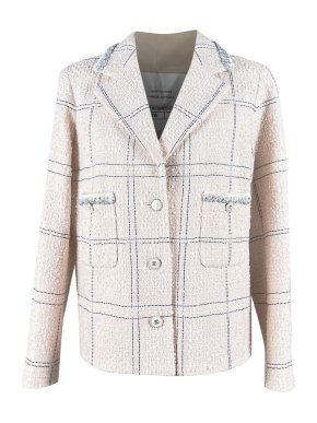 Chanel Pink Check Boucle Tweed Blazer