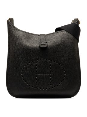 Hermes Black Leather Ardennes Evelyne GM