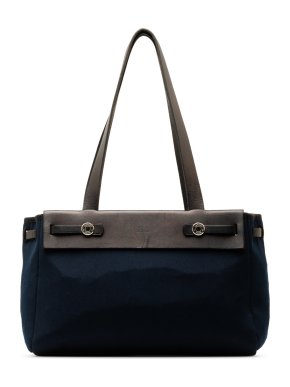 Hermes Toile and Vache Calf Leather Herbag Cabas PM