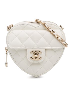Chanel White Mini CC in Love Heart Crossbody Bag