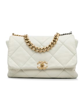 Chanel White Maxi Lambskin 19 Flap Bag