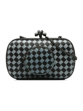 Bottega Veneta Blue Intrecciato Knot Clutch
