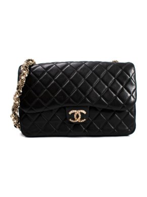 Chanel Black Westminster Imitation Pearl Embellished Single Flap Bag