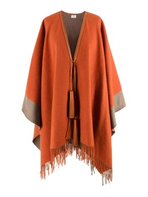 Hermes Orange Rocabar Wool Poncho