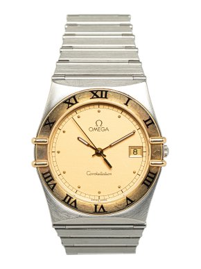 Omega Quartz Stainless Steel and 18K Yellow Gold Constellation Watch