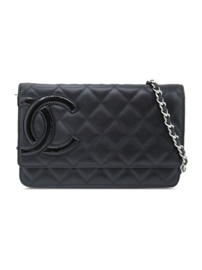Chanel Black Lambskin Cambon Ligne Wallet On Chain