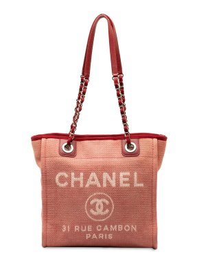 Chanel Red Mini Canvas Deauville Tote Bag