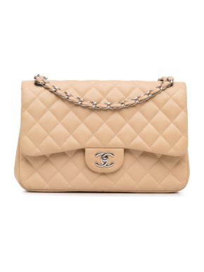 Chanel Light Beige Lambskin Jumbo Double Flap Bag