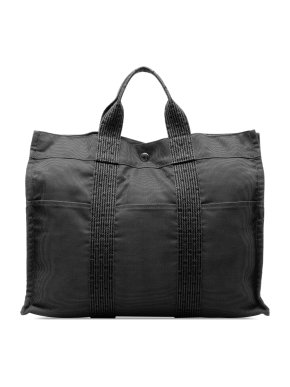 Hermes Grey Canvas Herline MM Tote Bag