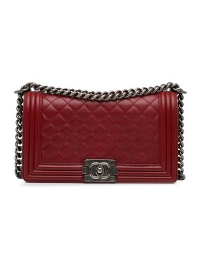 Chanel Deep Red Medium Lambskin Boy Bag