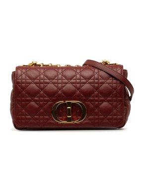 Dior Burgundy Medium Calfskin Cannage Caro Bag