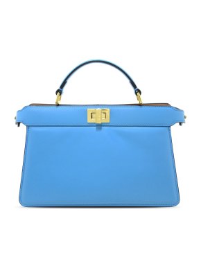Fendi Bright Blue Leather Peekaboo ISeeU East West Bag
