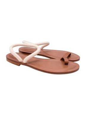 Alvaro Gonzalez Angela Rope-Strap Leather Sandals in White