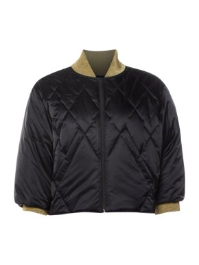 Chanel Black Cropped Satin Bomber Jacket